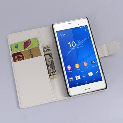 Lommebok Etui for Sony Xperia Z3+ Lychee Hvit