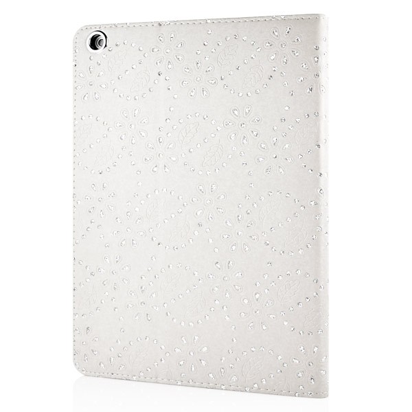 Mappe Etui for iPad Air Glitter Blomst Hvit