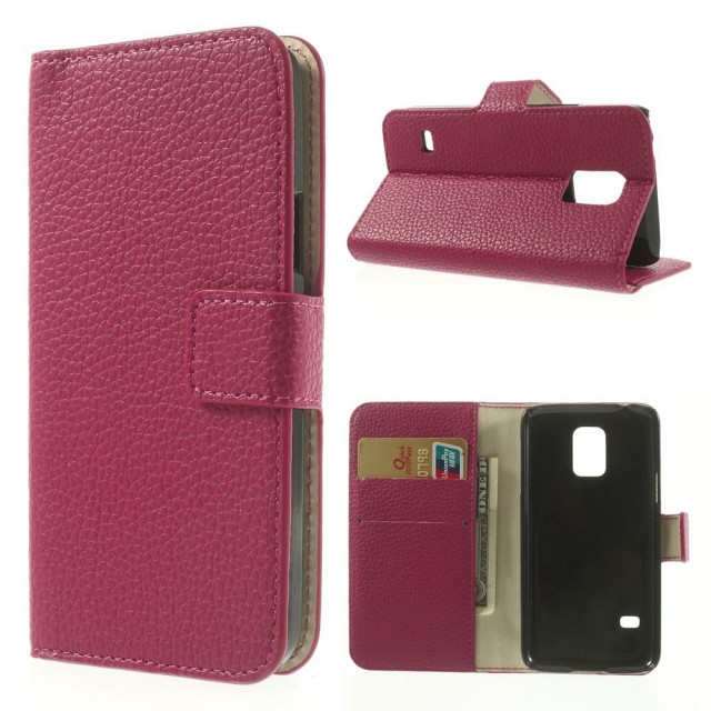 Lommebok Etui for Samsung Galaxy S5 Mini Classic Rosa