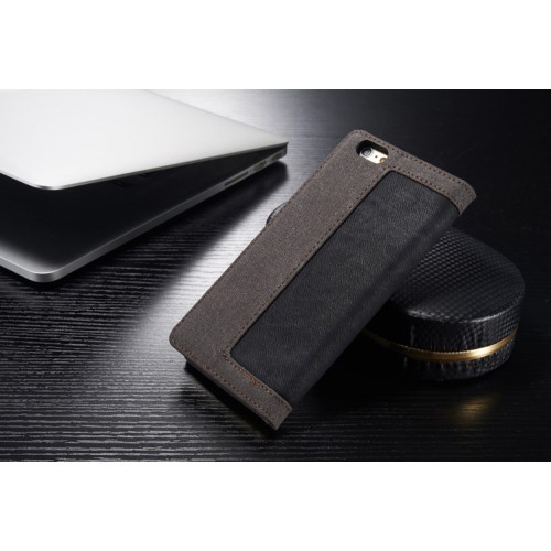 Lommebok Etui for iPhone 6/6s Canavas Svart