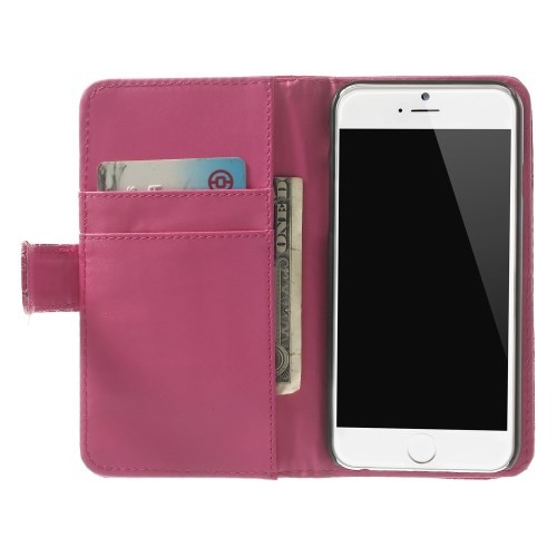 Etui for iPhone 6 Croco m/kortlommer Rosa