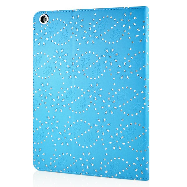 Mappe Etui for iPad Air Glitter Blomst Blå