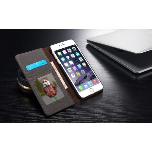 Lommebok Etui for iPhone 6/6s Canavas Svart