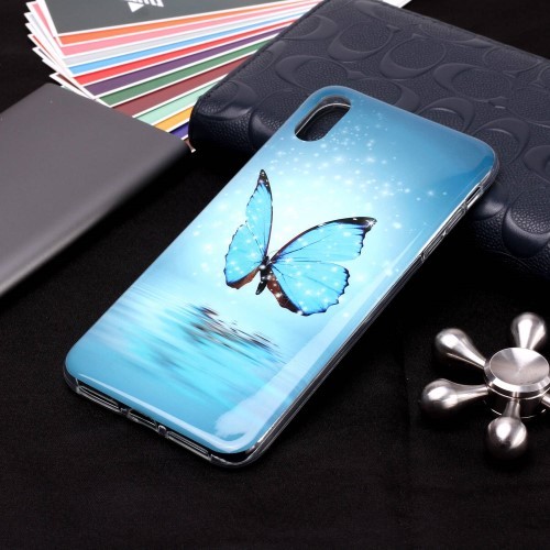 iPhone XS Max Deksel Art Selvlysende Blue Butterfly
