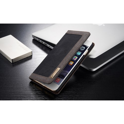 Lommebok Etui for iPhone 6/6s Canavas Svart