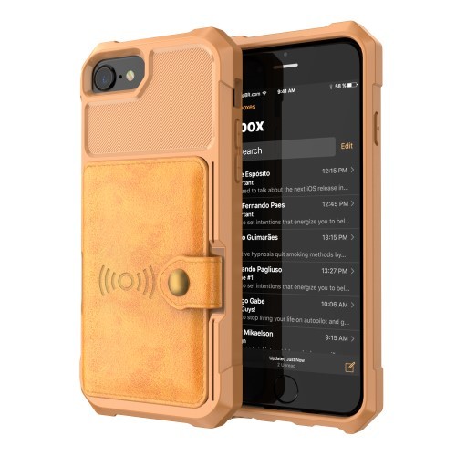 iPhone 6 Pluss / 7 Pluss / 8 Pluss Deksel Armor Wallet Ingefærbrun