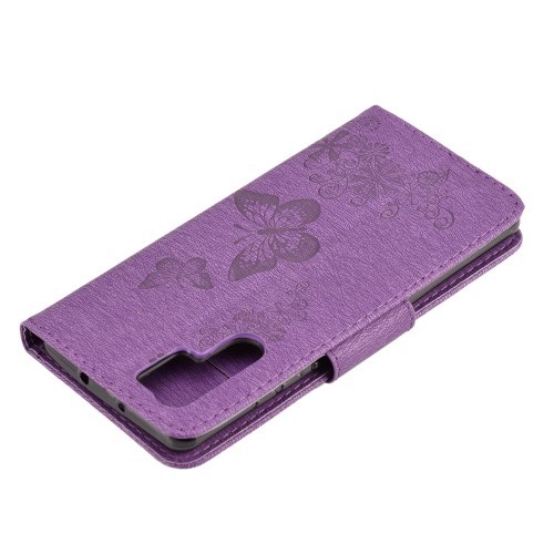 Huawei P30 Pro Etui m/kortlommer Roser og Sommerfugl Lilla