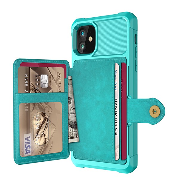 iPhone 12 6,1 / iPhone 12 Pro 6,1 Deksel Armor Wallet Turkis