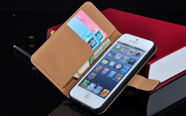 Lommebok Etui for iPhone 5/5s Genuine Svart