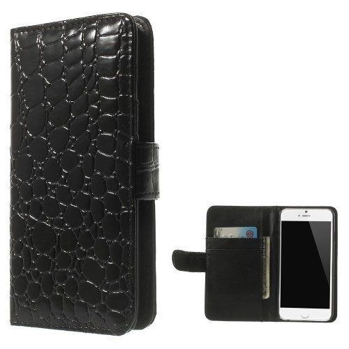 Etui for iPhone 6 Croco m/kortlommer Svart