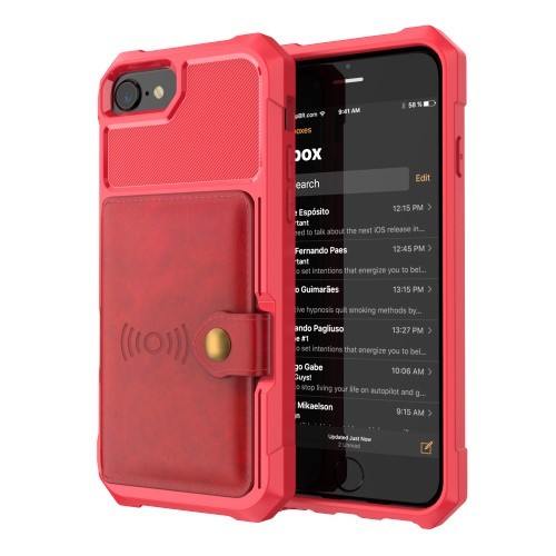 iPhone 6 / 7 / 8 Deksel Armor Wallet Rød