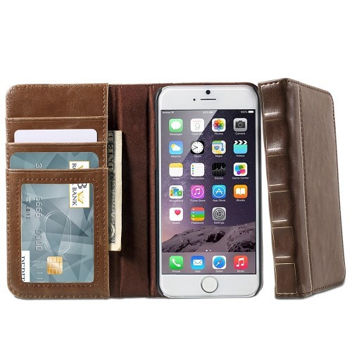 Bok Etui m/kortlommer for iPhone 6 Brun