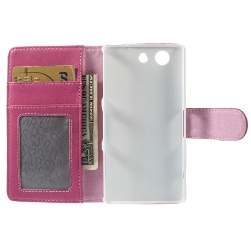 Lommebok Etui for Sony Xperia Z3 Compact Lychee Mørk Rosa