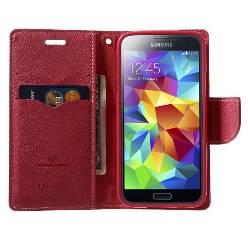 Etui for Galaxy S5 Mini Mercury Lys Rosa m/kortlommer