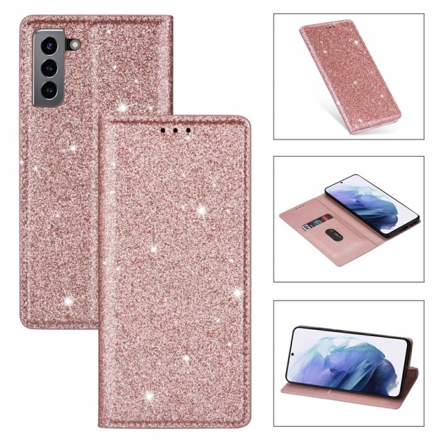 Galaxy S21 Slimbook Etui Glitter Rosa