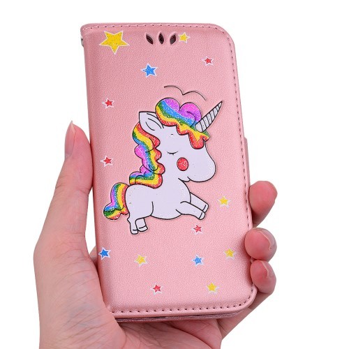 iPhone 5/ 5s/ SE Lommebok Etui Unicorn Rosa