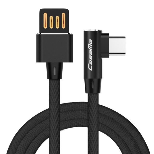 USB Sync og ladekabel Type C (L-shaped) 1 Meter Svart