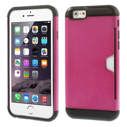 Deksel for iPhone 6 Robust m/kortlomme Rosa