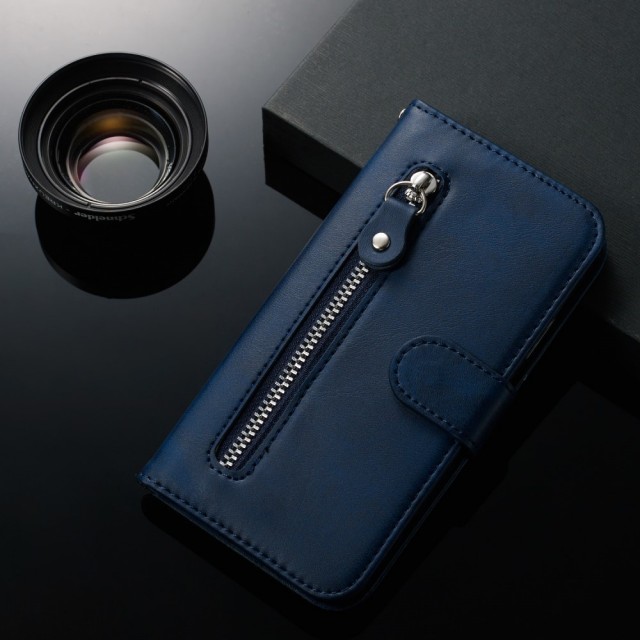 Galaxy A51 Lommebok Etui Zipper Midnattsblå