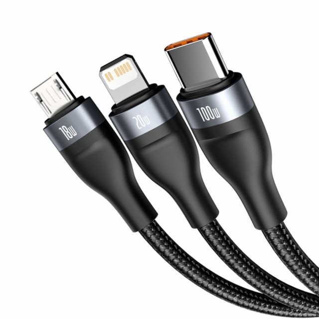 4i1 Hurtigladekabel Lightning - Micro USB - Type-C