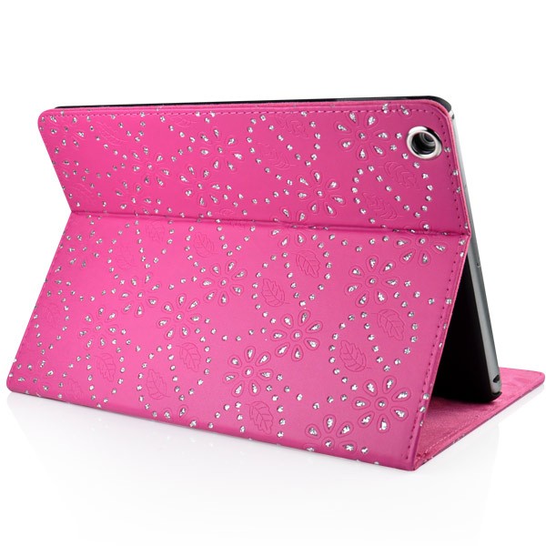 Mappe Etui for iPad Air Glitter Blomst Rosa