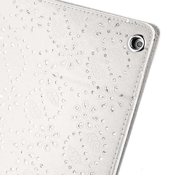 Mappe Etui for iPad Air Glitter Blomst Hvit