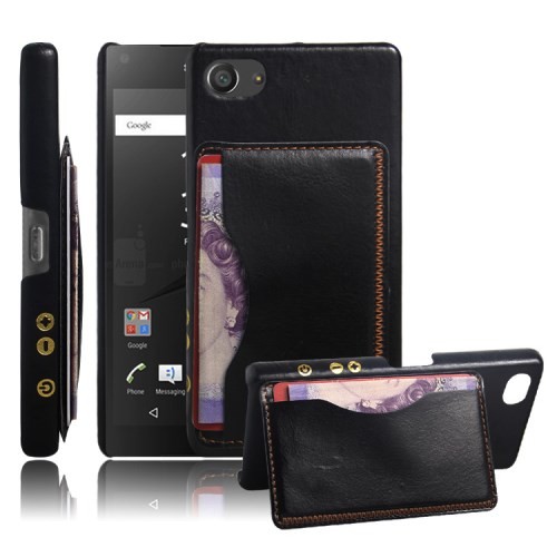Deksel m/kortlomme for Sony Xperia Z5 Compact Classic Svart