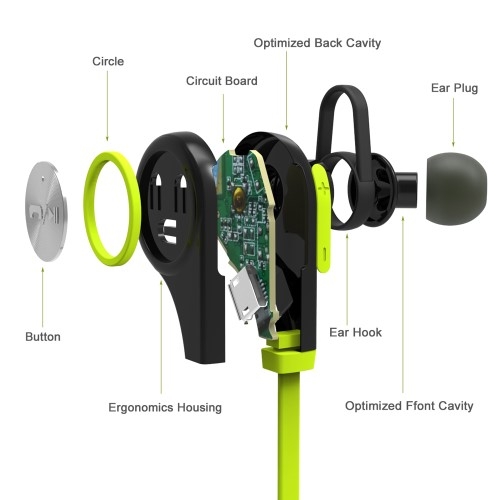Bluetooth Handsfree Stereo Øreplugger Sporty Mini Grønn
