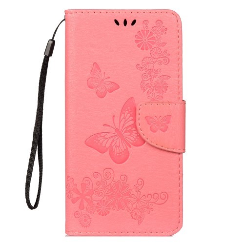 Huawei P30 Pro Etui m/kortlommer Roser og Sommerfugl Rosa