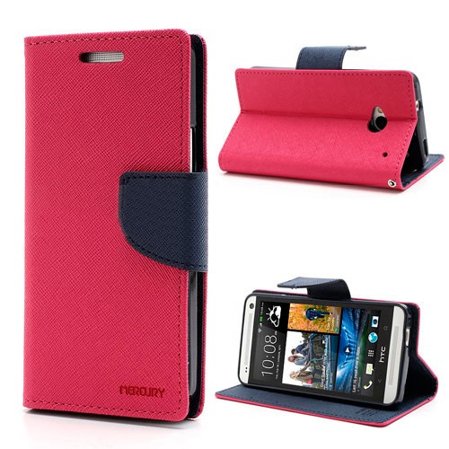 Lommebok Etui for HTC One (M8) Mercury Mørk Rosa