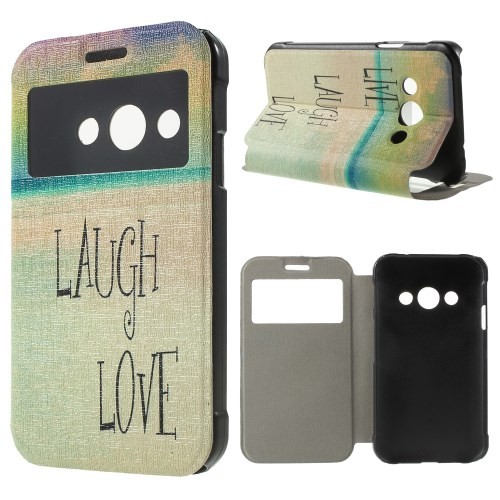 Slimbook Etui m/skjermvindu for Galaxy Xcover 3 Live Laugh Love