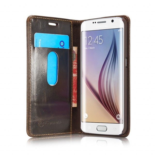 Galaxy S6 Edge Klassisk Etui m/1 kortlomme Brun