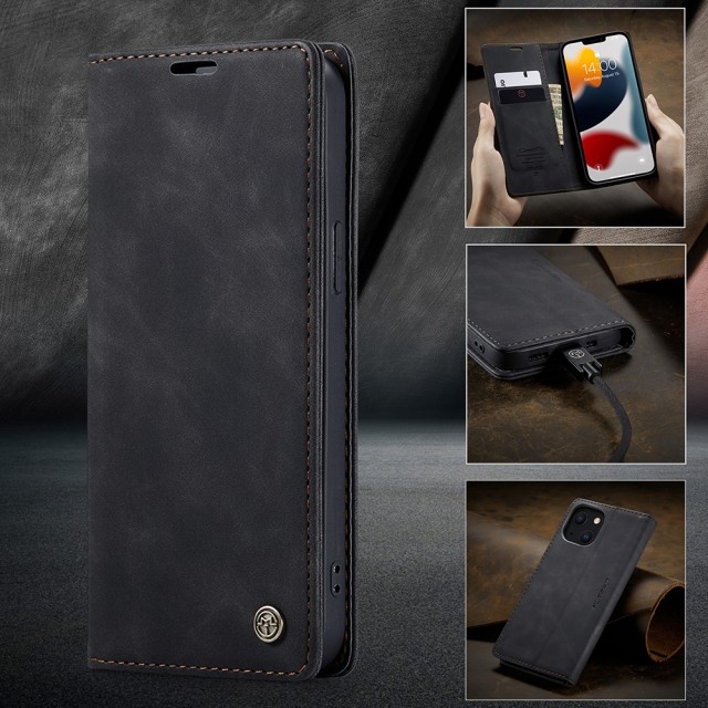 iPhone 13 6,1 Lommebok Etui Retro Lux Svart