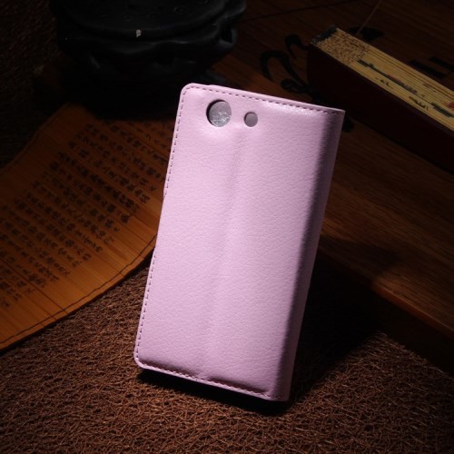 Lommebok Etui for Sony Xperia Z3 Compact Lychee Lys Rosa