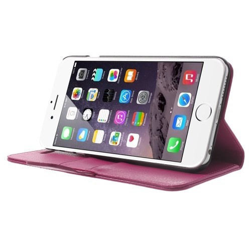 Lommebok Etui for iPhone 6 Pluss Lychee Rosa