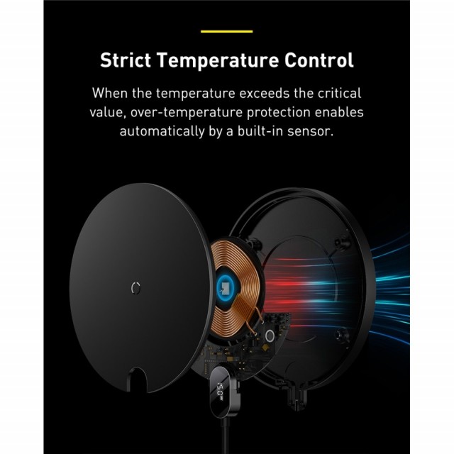 Trådløs Lader Circle 15W m/Led display