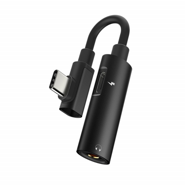 USB Type-C 2i1 Adapter / Splitter - med 3.5 mm port Hoco Svart