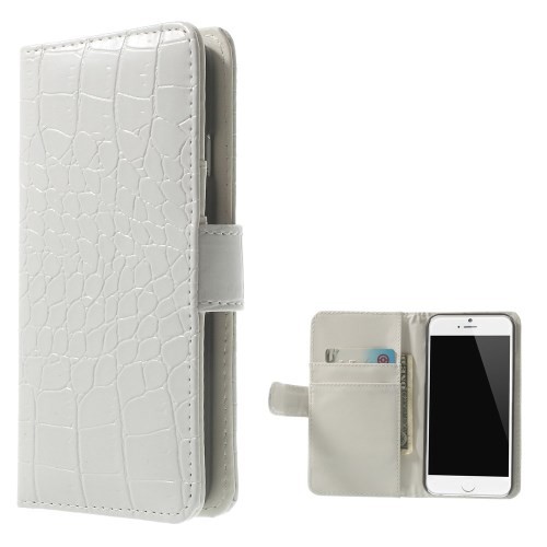 Etui for iPhone 6 Croco m/kortlommer Hvit