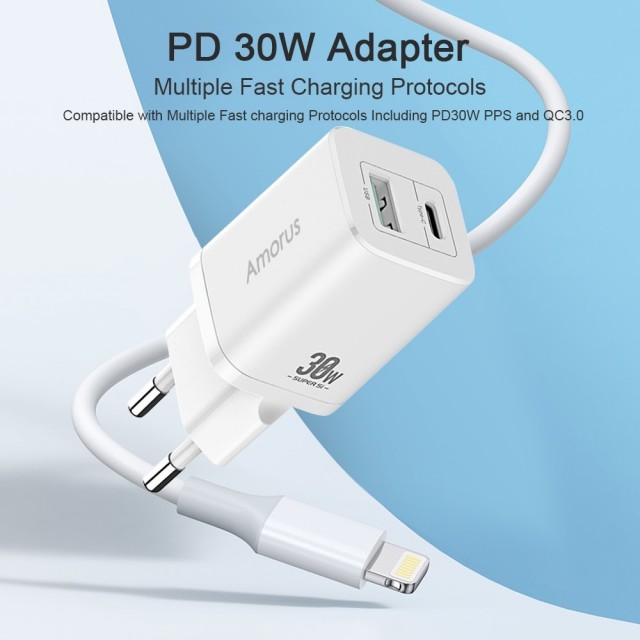 Hurtiglader Dobbel USB Dual-port 30W + 18W