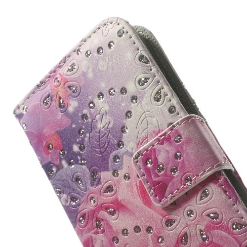 Etui for Galaxy S5 Mini m/kortlommer Glitter Roser