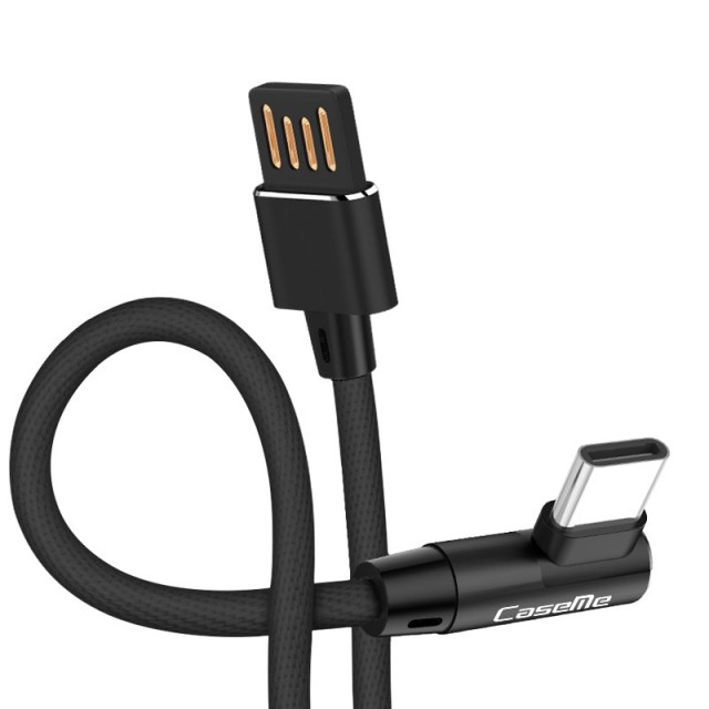 USB Sync og ladekabel Type C (L-shaped) 1 Meter Svart