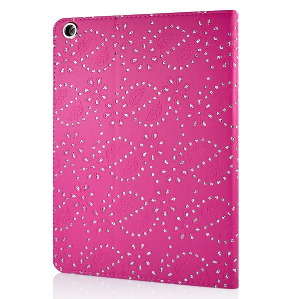 Mappe Etui for iPad Air Glitter Blomst Rosa