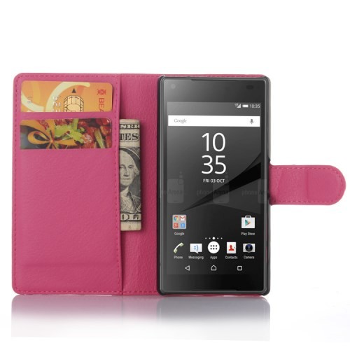 Lommebok Etui for Sony Xperia Z5 Compact Lychee Rosa