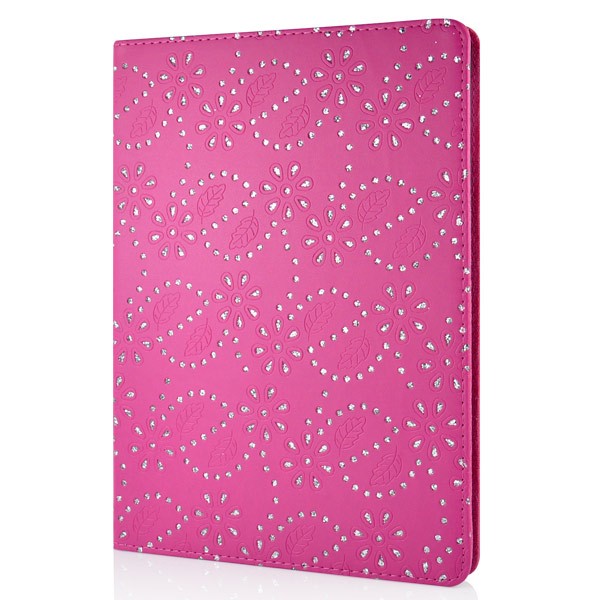 Mappe Etui for iPad Air Glitter Blomst Rosa