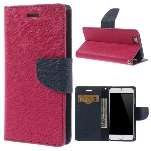 Etui m/kortlommer for iPhone 6/6s Mercury Mørk Rosa